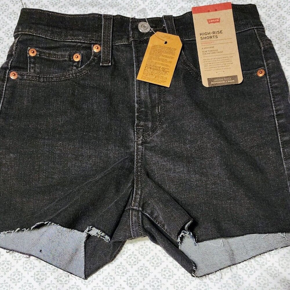 Levi's High-Rise Distressed Denim Shorts Black Size 25 B4HP